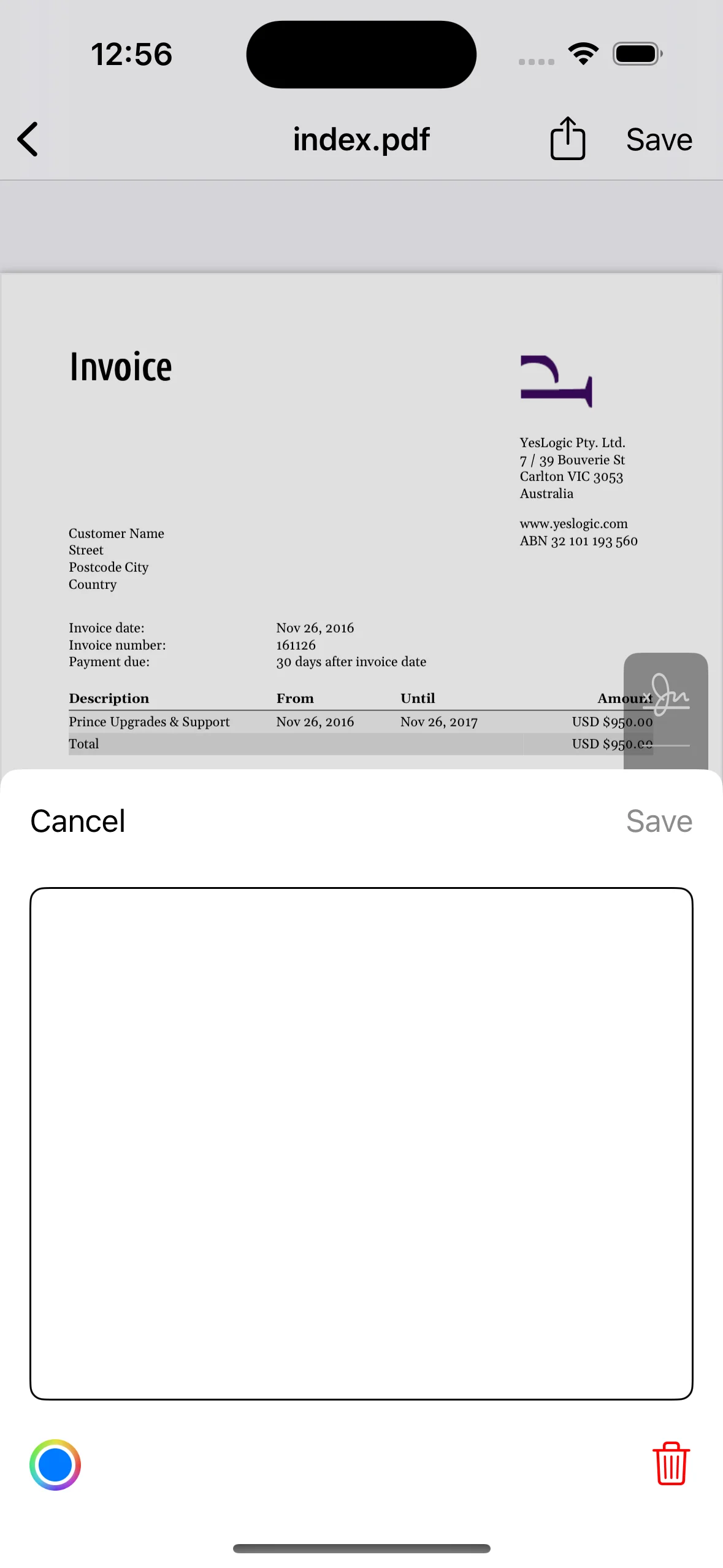 Sign PDF feature screenshot of PDFAPP